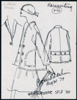 Cashin's illustrations of "Rainsuiting" designs for Russell Taylor, Spring II 1980 collection. f08-04