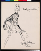 Cashin's memos and illustrations of "Cashin Carry" handbag designs for Coach