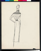 Cashin's pencil illustrations of ensembles featuring Forstmann wool. b073_f02-08