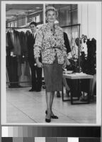 Black and white photographs of Cashin's ready-to-wear designs for Adler and Adler and Sills and Co. modeled at various fashion shows