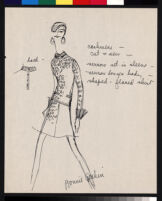 Cashin's illustrations of sweater designs for Ballantyne of Peebles titled "Cashmere cut and sew."