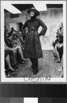 Black and white photographs of Cashin's fur coat designs for H.B.A. Fur Corp