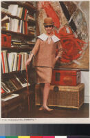 Oversized reprints of models wearing Cashin's fashion designs