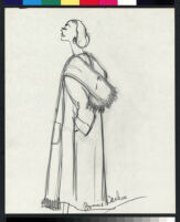 Cashin's pencil illustrations of ensembles featuring Forstmann wool. b073_f02-03