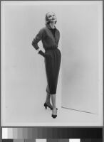 Black and white photographs of Cashin's designs of knit outfits for Guttman Bros