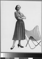 Black and white photographs of Cashin's designs of knit outfits for Guttman Bros