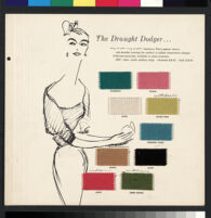 Cashin's illustrations of sweater designs for Forstmann wool, mounted on board with swatches. b075_f01-09