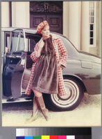 Oversized reprints of models wearing Cashin's fashion designs