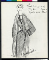 Cashin's pencil illustrations of ensembles featuring Forstmann wool. b073_f03-16