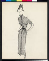 Cashin's pencil illustrations of ensembles featuring Forstmann wool. b073_f02-15