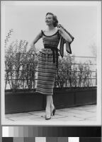 Black and white photographs of Cashin's designs of knit outfits for Guttman Bros