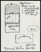 Cashin's illustrations of handbag and wallet designs for unproduced "Bonnie Cashin Collection." f02-12