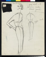 Cashin's pencil illustrations of ensembles featuring Forstmann wool. b073_f03-12