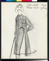 Cashin's pencil illustrations of ensembles featuring Forstmann wool. b073_f03-04