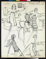 Cashin's illustrations of sweater designs for Ballantyne of Peebles including group labeled "Cashmere travel plot."