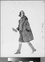 Oversized reprints of models wearing Cashin's fashion designs