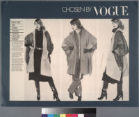 Oversized reprints of models wearing Cashin's fashion designs