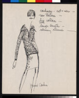 Cashin's illustrations of sweater designs for Ballantyne of Peebles titled "Cashmere cut and sew."