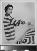 Black and white photographs of Cashin's designs of knit outfits for Guttman Bros