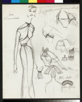 Cashin's illustrations of pleated silk dress designs. f04-09