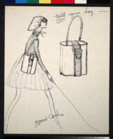 Cashin's illustrations of handbag designs for Coach (handbags shown on models)