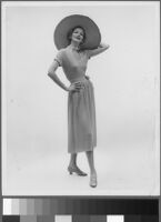 Black and white photographs of Cashin's designs of knit outfits for Guttman Bros