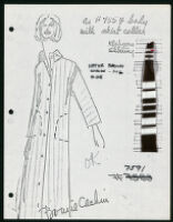 Copies of Cashin's loungewear design illustrations for Evelyn Pearson, with swatches. b033_f04-31