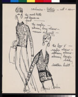 Cashin's illustrations of sweater designs for Ballantyne of Peebles titled "Cashmere cut and sew."