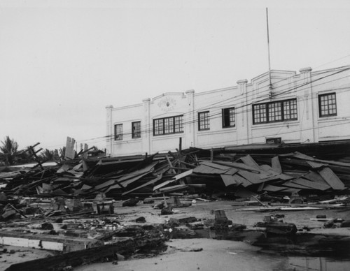 Tsunami damage to Bowling Palace, Hilo, Hawaii