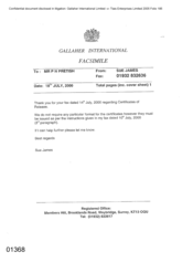 Gallaher International[Memo from Sue James to PN Pretish regarding certificates of release format]