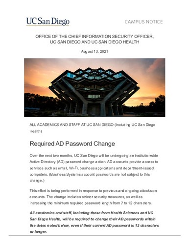 08/13/2021 Required AD Password Change