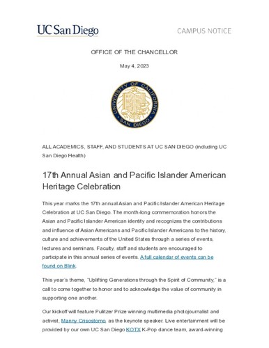 17th Annual Asian and Pacific Islander American Heritage Celebration