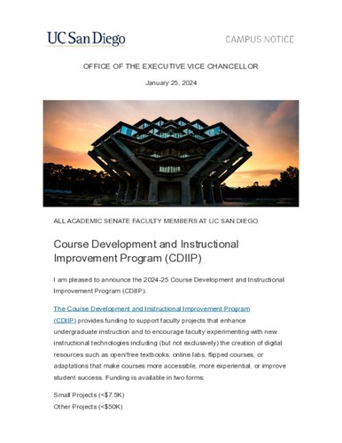 Course Development and Instructional Improvement Program (CDIIP)