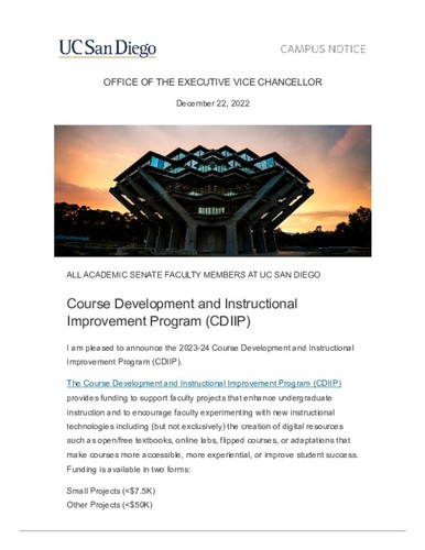 Course Development and Instructional Improvement Program (CDIIP)