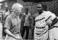 Mantle Hood in Ghana, filming "Atumpan: the Talking Drums of Ghana."