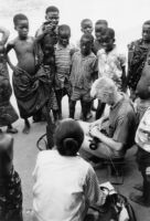 Mantle Hood in Ghana, filming "Atumpan: the Talking Drums of Ghana."