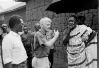 Mantle Hood in Ghana, filming "Atumpan: the Talking Drums of Ghana."