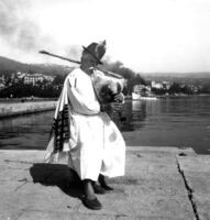 Close-up of a man playing gajde