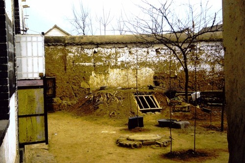 Yard of a house with cellar