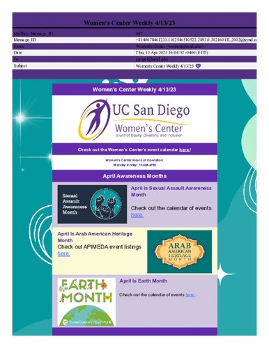 Women's Center Weekly - April 13, 2023