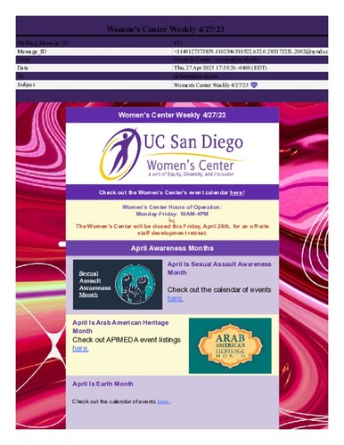 Women's Center Weekly - April 27, 2023