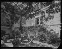House seen from a patio, possibly designed by J. R. Davidson or Jock Peters, Los Angeles County, 1928-1934
