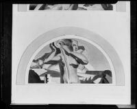 Lunette-shaped mural study (?) with river personification, painting by Barse Miller, 1925-1939