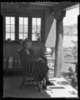 Alice Corbin Henderson seated on her back porch, Santa Fe, 1932