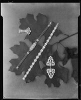 Watches and a bracelet at the Brock & Company jewelry and gift store, Los Angeles, 1930