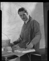 Barse Miller, painter and muralist, at work in his studio, 1930-1939