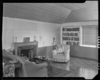 Top floor room in a house possibly designed by J. R. Davidson or Jock Peters, Los Angeles County, 1928-1934