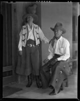 Alice Corbin Henderson and William Penhallow Henderson in cowboy attire at their home, Santa Fe, 1932