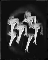Photomontage created with repeated images of a woman with a raised knee, 1925-1939