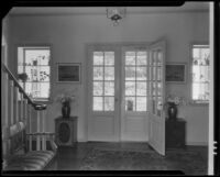 Entrance hall of a house possibly designed by J. R. Davidson or Jock Peters, Los Angeles County, 1928-1934